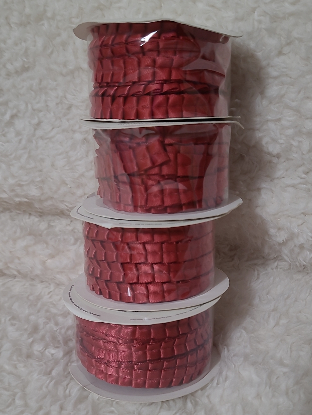 NEW Stampin'Up! 3/8" Pleated Ribbon Riding Hood Red Lot Of 4 Rolls @ 5 Yds each